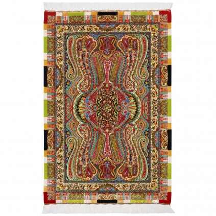 فرش ماشینی طرح سراسر مدرن، ابریشم بامبو، سبک پارسی، کد 800278