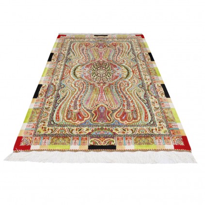 فرش ماشینی طرح سراسر مدرن، ابریشم بامبو، سبک پارسی، کد 800278