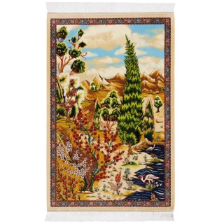 Machine-made Rug, Landscape All-over, Bamboo Silk, Persian Style, Ref 800279