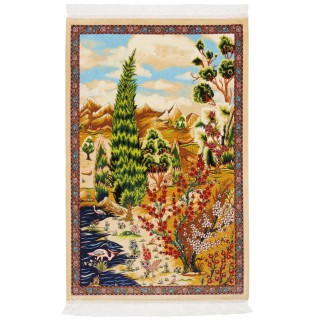 Machine-made Rug, Landscape All-over, Bamboo Silk, Persian Style, Ref 800280