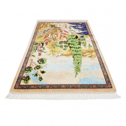 سجادة صناعية بنقشة كامل منظر طبيعي، حرير بامبو، على الطراز الفارسي، رقم 800280