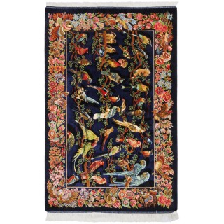 Machine-made Rug, Flowers & Birds All-over, Bamboo Silk, Persian Style, Ref 800281