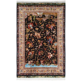 Machine-made Rug, Hunting Scene All-over, Acrylic + Bamboo Silk, Persian Style, Ref 200283