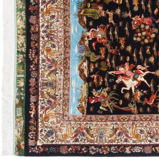 Machine-made Rug, Hunting Scene All-over, Acrylic + Bamboo Silk, Persian Style, Ref 200283