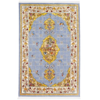 Machine-made Rug, Geometric Corner Medallion, Bamboo Silk, Persian Style, Ref 800285