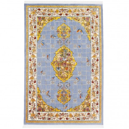 Machine-made Rug, Geometric Corner Medallion, Bamboo Silk, Persian Style, Ref 800285
