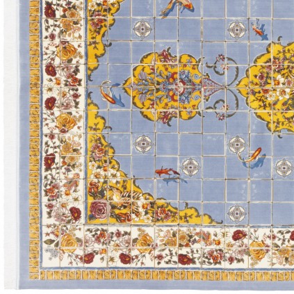 Machine-made Rug, Geometric Corner Medallion, Bamboo Silk, Persian Style, Ref 800285