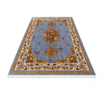 Machine-made Rug, Geometric Corner Medallion, Bamboo Silk, Persian Style, Ref 800285