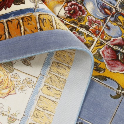 Machine-made Rug, Geometric Corner Medallion, Bamboo Silk, Persian Style, Ref 800285