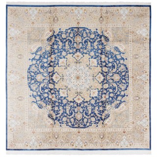 Machine-made Rug, Floral Corner Medallion, Acrylic + Bamboo Silk, Persian Style, Ref 200288