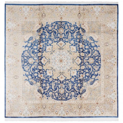 سجادة صناعية بنقشة زاوية وترنج مزخرف بالورود، أكريليك مع حرير بامبو، على الطراز الفارسي، رقم 200288