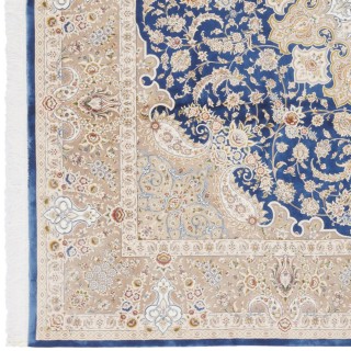 Machine-made Rug, Floral Corner Medallion, Acrylic + Bamboo Silk, Persian Style, Ref 200288