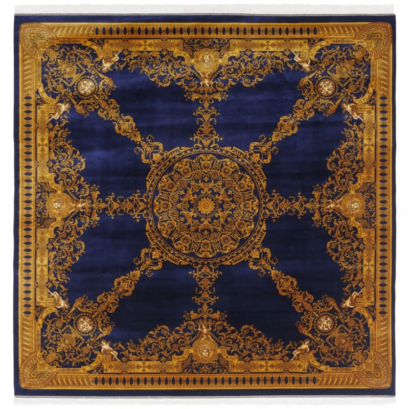 سجادة صناعية بنقشة ترنج الكلاسيكية الجديدة، حرير بامبو، على الطراز الفارسي، رقم 800290