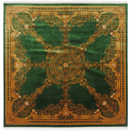 سجادة صناعية بنقشة ترنج الكلاسيكية الجديدة، حرير بامبو، على الطراز الفارسي، رقم 800290