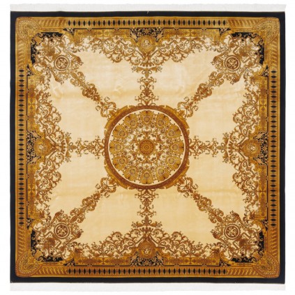 سجادة صناعية بنقشة ترنج الكلاسيكية الجديدة، حرير بامبو، على الطراز الفارسي، رقم 800290