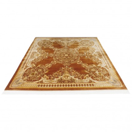 سجادة صناعية بنقشة ترنج الكلاسيكية الجديدة، حرير بامبو، على الطراز الفارسي، رقم 800290