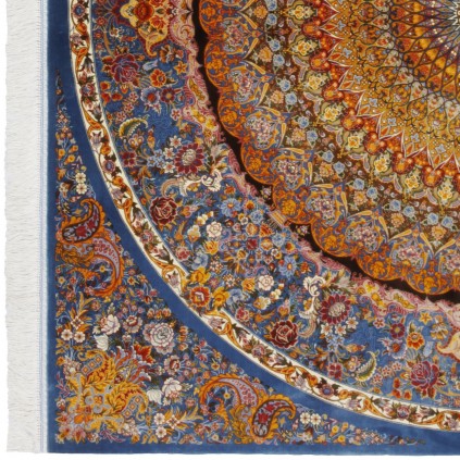 فرش ماشینی طرح سراسر نئوکلاسیک، ابریشم بامبو، سبک پارسی، کد 800293