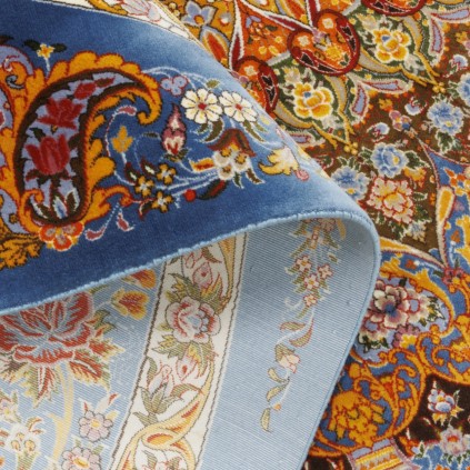 فرش ماشینی طرح سراسر نئوکلاسیک، ابریشم بامبو، سبک پارسی، کد 800293