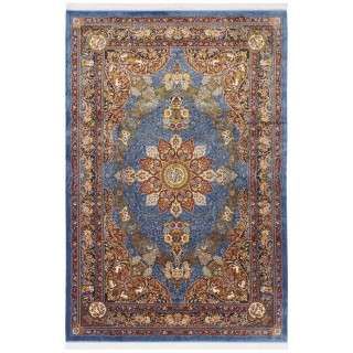 Machine-made Rug, Floral Corner Medallion, Bamboo Silk, Persian Style, Ref 800325
