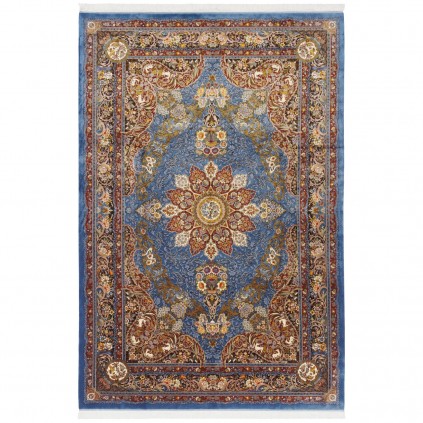 Machine-made Rug, Floral Corner Medallion, Bamboo Silk, Persian Style, Ref 800325