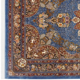 Machine-made Rug, Floral Corner Medallion, Bamboo Silk, Persian Style, Ref 800325