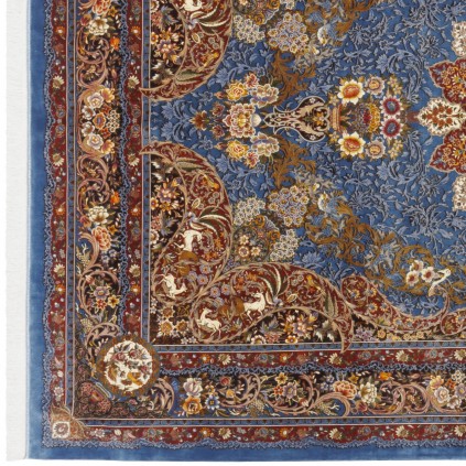 Machine-made Rug, Floral Corner Medallion, Bamboo Silk, Persian Style, Ref 800325