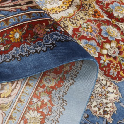 Machine-made Rug, Floral Corner Medallion, Bamboo Silk, Persian Style, Ref 800325