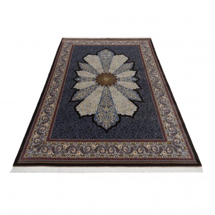 فرش ماشینی طرح ترنج دار نئوکلاسیک، ابریشم بامبو، سبک پارسی، کد 800326