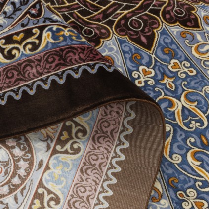 فرش ماشینی طرح ترنج دار نئوکلاسیک، ابریشم بامبو، سبک پارسی، کد 800326