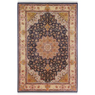 Machine-made Rug, Floral Corner Medallion, Bamboo Silk, Persian Style, Ref 800329