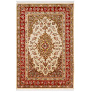 Machine-made Rug, Floral Corner Medallion, Bamboo Silk, Persian Style, Ref 800330