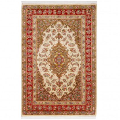 Machine-made Rug, Floral Corner Medallion, Bamboo Silk, Persian Style, Ref 800330