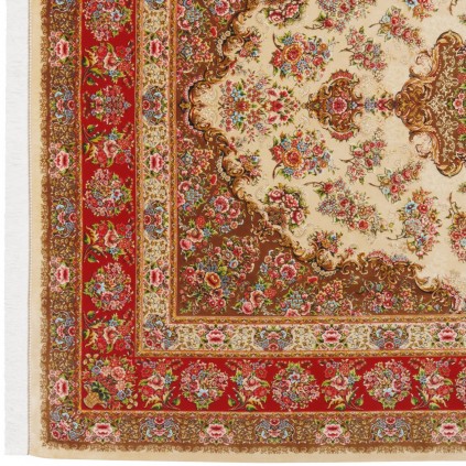 Machine-made Rug, Floral Corner Medallion, Bamboo Silk, Persian Style, Ref 800330