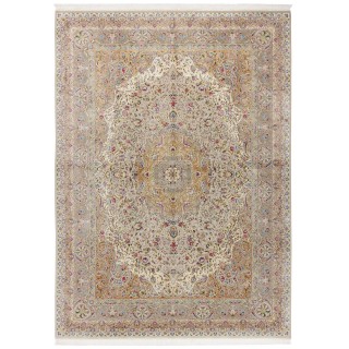 Machine-made Rug, Floral Corner Medallion, Bamboo Silk, Persian Style, Ref 800331