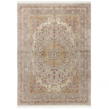 Machine-made Rug, Floral Corner Medallion, Bamboo Silk, Persian Style, Ref 800331