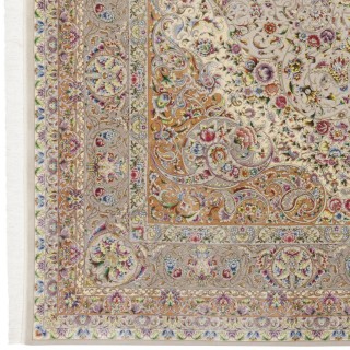 Machine-made Rug, Floral Corner Medallion, Bamboo Silk, Persian Style, Ref 800331
