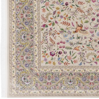 Machine-made Rug, Flowers & Birds All-over, Bamboo Silk, Persian Style, Ref 800332