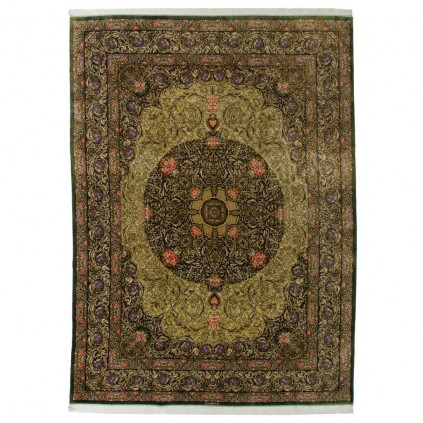 Handwoven Carpet, Corner Medalion Layout, All Silk, Qom, 292 × 400 cm Ref 11100633