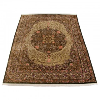 Handwoven Carpet, Corner Medalion Layout, All Silk, Qom, 292 × 400 cm Ref 11100633