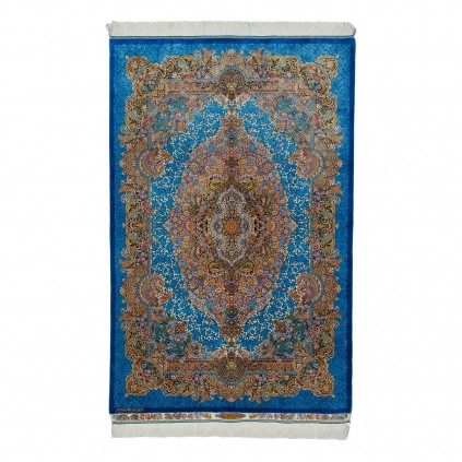 فرش دستباف طرح لچک ترنج تمام ابریشم قم 131 × 203 کد 10200401