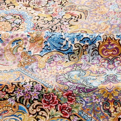 فرش دستباف طرح لچک ترنج تمام ابریشم قم 131 × 203 کد 10200401