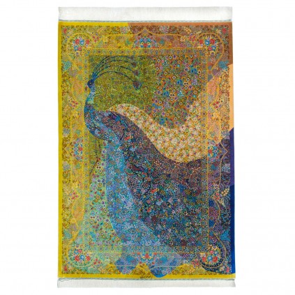 فرش دستباف طرح سراسر تمام ابریشم قم 140 × 205 کد 10200402