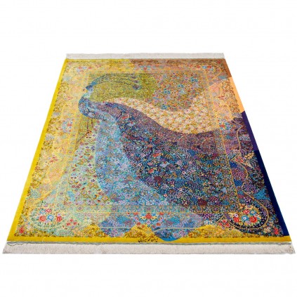 فرش دستباف طرح سراسر تمام ابریشم قم 140 × 205 کد 10200402