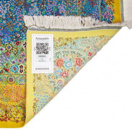 فرش دستباف طرح سراسر تمام ابریشم قم 140 × 205 کد 10200402