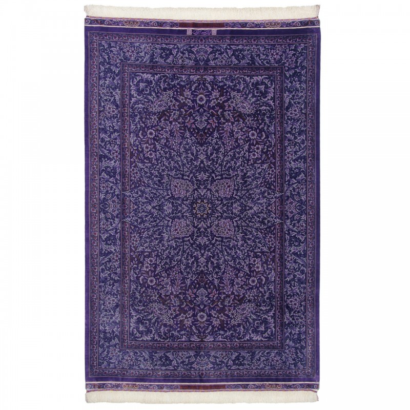 فرش دستباف طرح لچک ترنج تمام ابریشم قم 133 × 205 کد 10200403