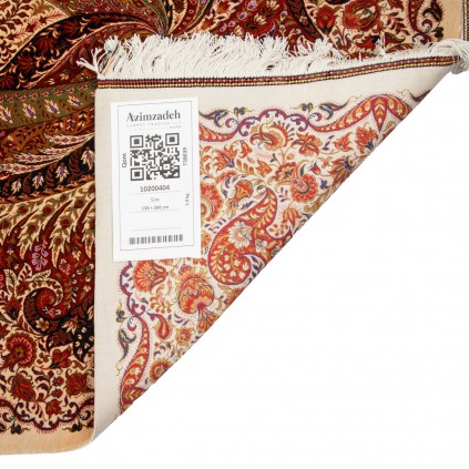 فرش دستباف طرح سراسر تمام ابریشم قم 133 × 206 کد 10200404