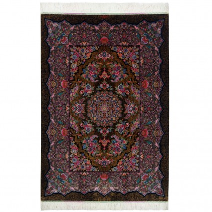 فرش دستباف طرح لچک ترنج تمام ابریشم قم 146 × 210 کد 10300405