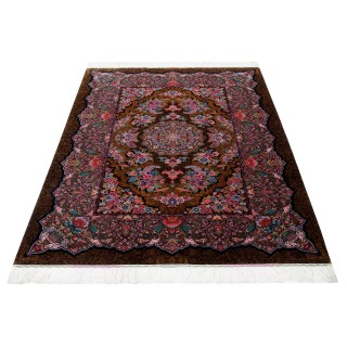 فرش دستباف طرح لچک ترنج تمام ابریشم قم 146 × 210 کد 10300405