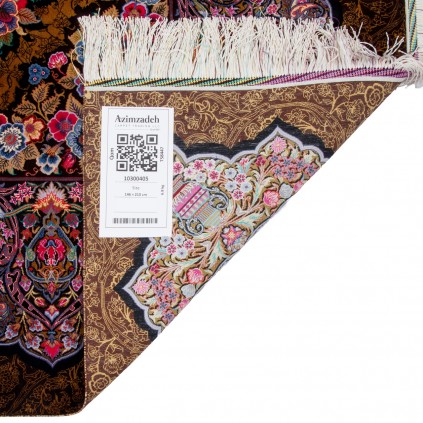 فرش دستباف طرح لچک ترنج تمام ابریشم قم 146 × 210 کد 10300405