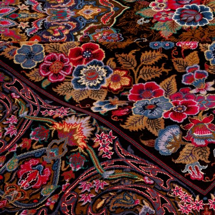 فرش دستباف طرح لچک ترنج تمام ابریشم قم 146 × 210 کد 10300405